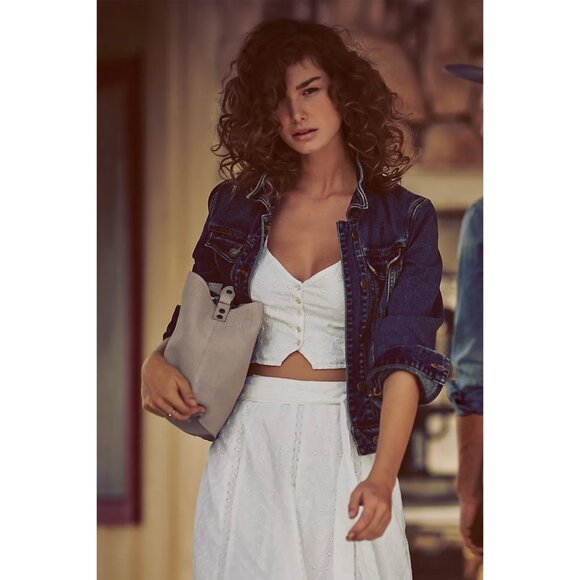 Free People Fitted Denim Jacket in Indigo - sz Small - Picture 7 of 7